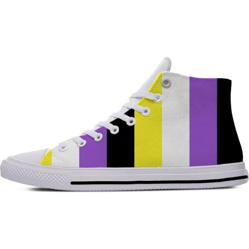 Non binary Flag Enby Pride Funny Fashion Novelty Casual Canvas Shoes High Top Lightweight Breathable 3D Print Men women Sneakers
