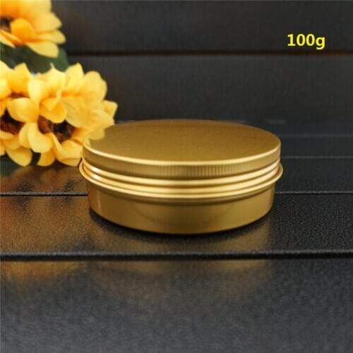 Gold Empty Round Aluminum Box Metal Tin Cans 100ml Cosmetic 100g 82*29mm Cream Containers DIY Portable Jar Tea Aluminum Pot
