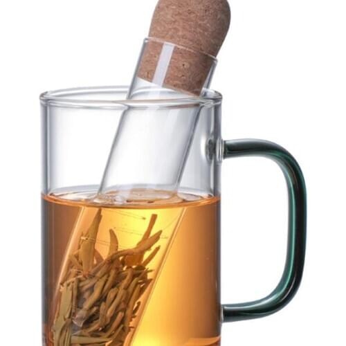 1PC Cork Glass Bottle Transparent Tea Strainer Mini Empty Bottle Tea Infuser Tube Brewing Test Tube for Home Party Office