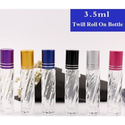 10/20/30/50/80pcs 3.5ml Twill Glass roll on roller bottles for essential oils roll-on refillable perfume deodorant container
