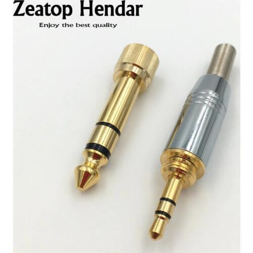 10Sets Silver Stereo 6.35mm Male Plug to 3.5mm Jack + 3.5 Male Stereo with Spring Solder Connector for 4mm Cable