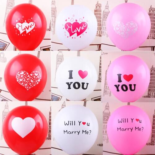 10pcs Will You Merry Me Latex Balloons I Love You Love Heart Valentine Balloon Wedding Valentines Day Decor Party Supplies