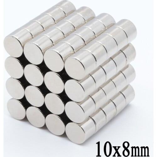 100pcs 10x8 mm Mini Round Neodymium Magnets 10*8mm N35 Super Powerful Craft Strong Rare Earth Magnet NdFeB 10 x 8 mm