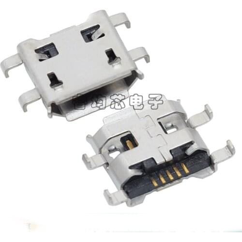 100PCS/Lot Micro USB Female Jack/Socket connector SMT Sinking Plate 1.0mm With edge