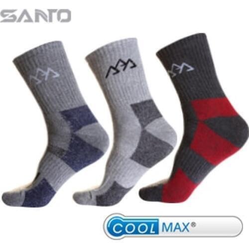 3 pairs SANTO Brand Men thick winter thermal outdoor sports mountain climbing socks COOLMAX socks S004 striped supreme