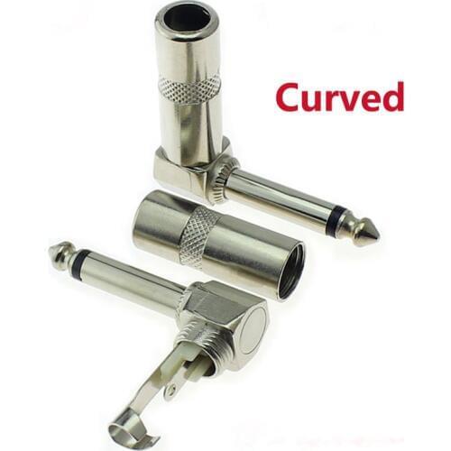 4pcs Metal 6.35 Mono Audio Head Big Two Core Plug Curved 6.5 Mono Microphone Microphone Weld Head