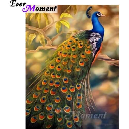 Ever Moment 5D DIY Diamond Painting Peacock Diamond Mosaic Full Square Drills Rhinestone Artwork Home Decoration ASF1231