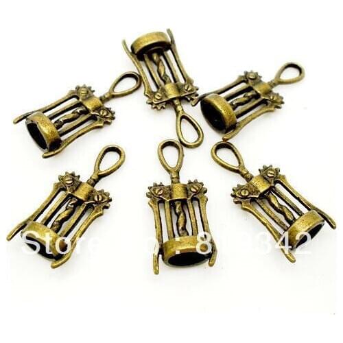 Free Shipping 30pcs Antique Bronze Tone wine corkscrew opener Charm Pendants 27x11mm Jewelry Findings Wholesales J0170