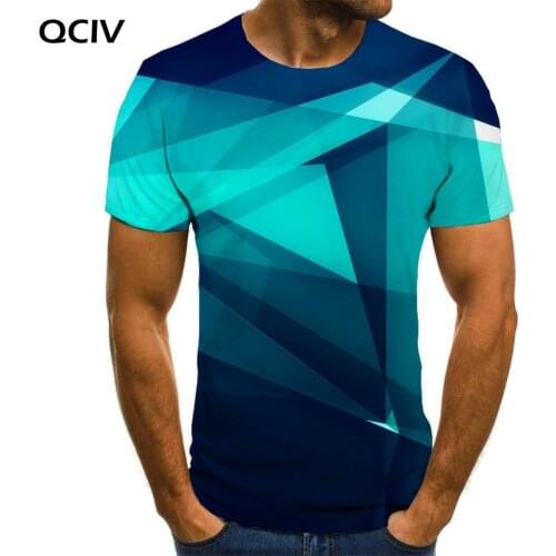 QCIV Brand Psychedelic T shirt Men Geometry Tshirt Printed Graphics T-shirts 3d Creativity Tshirts Casual Short Sleeve Punk Rock