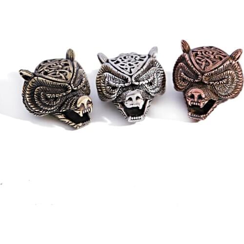 1PCS Charms Wolf Leopard Animal Bead Men Antique Paracord Bracelet Keychain DIY Beads Lanyard Making Bracelet Jewelry Accessory