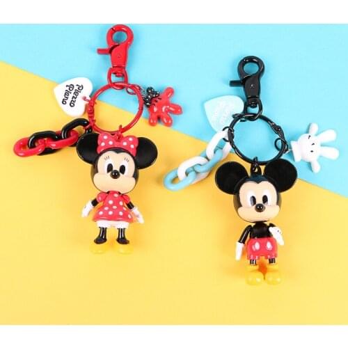 Disney Mickey Car Keychain Pendant Female Korean Creative Bag Pendant Lovers Key Chain Simple Keyring