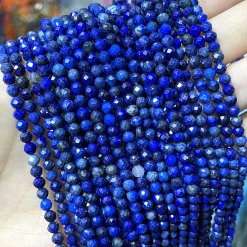 2 3 4mm Natural Faceted Lapis Lazuli Gem Loose Spacer Stone Beads For Jewelry Making DIY Bracelet Necklace Earrings Accessories
