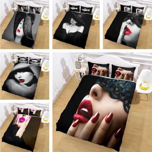 Home Textiles Sexy Woman Printed Duvet Cover Bedding and Pillowcase King Size Single Double Size Bedroom Bedspread Customization