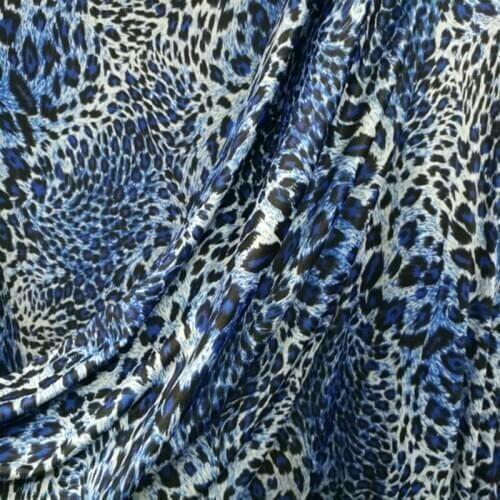 Elastic cool ice silk knitted Sapphire leopard print cloth fabric for sewing latin dance dress swimwear DIY Materials 1Meter