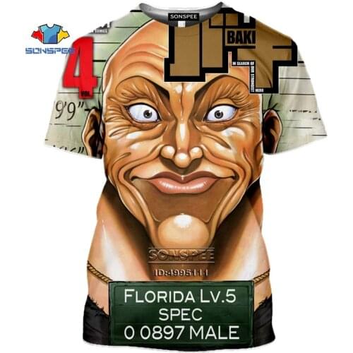 Anime Baki the Grappler Mens T-shirt 3D Print Boxer Baki Tshirt Women Summer Casual Hip Hop Shirt Oversized Clothing Streetwear