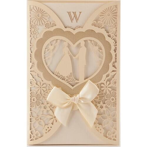 JUMI 20pcs/lot Luxury Invitation Card Wedding Card With Inner Paper Elegant Bride and Groom Invitation Card RSVP Greeting Card