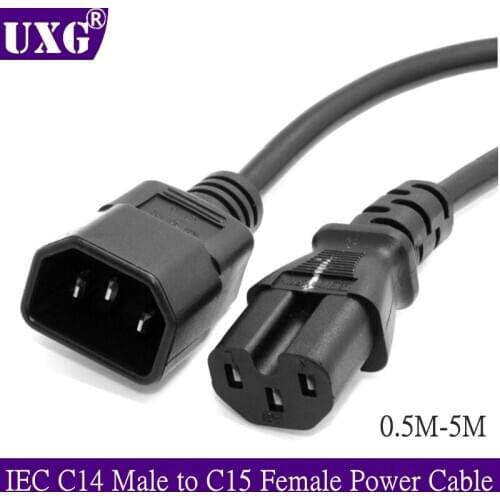 250V 15A IEC 60320 C14 320 C14 Male to C15 Female Power Extension Cable for Kettle Plug 100cm 3FT 0.5m 1.5m 3m 5m