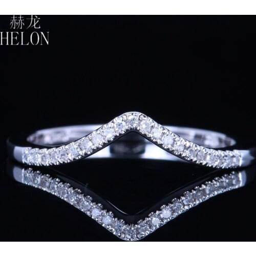 HELON Diamond Ring Solid 14K White Gold Pave Natural Diamonds Anniversary Wedding Ring For Women Birthday Anniversarry Best Gift
