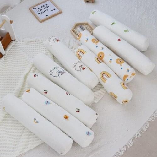 Newborn Comfort Pillow Cylindrical Cushion Embroidered Wrinkled Cloth Mutlti-functional Anti-Collision Pillow For Pregnant Baby