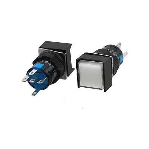 LA16 1NO 1NC SPDT DC 12V Neon Light White/Green/Blue/Orange/Red Momentary/ Latching Pushbutton Switch AC 5A/250V