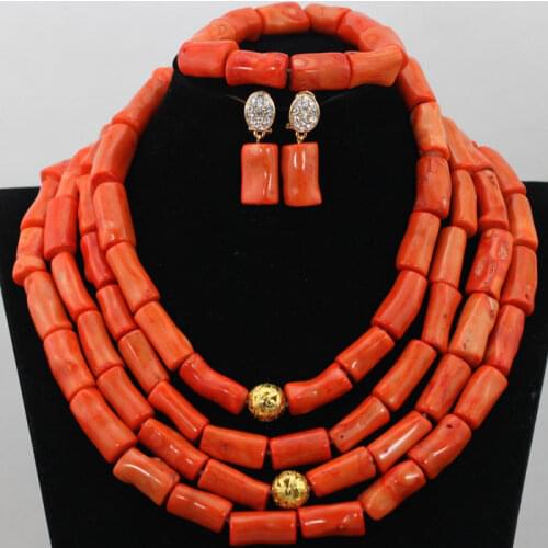 Marvelous Nigerian Beads Jewelry Sets African Costume Wedding Coral Beads Jewelry Set Party Woman Jewelry Sets Free Ship CNR450