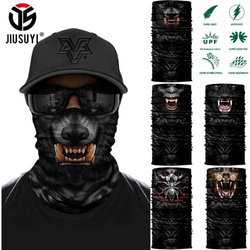 Wolf Dinosaur Face Cover Animal Printed Tiger Tube Scarf Half Mask Running Bandana Hunting Bicycle Summer Neck Gaiter Men Women