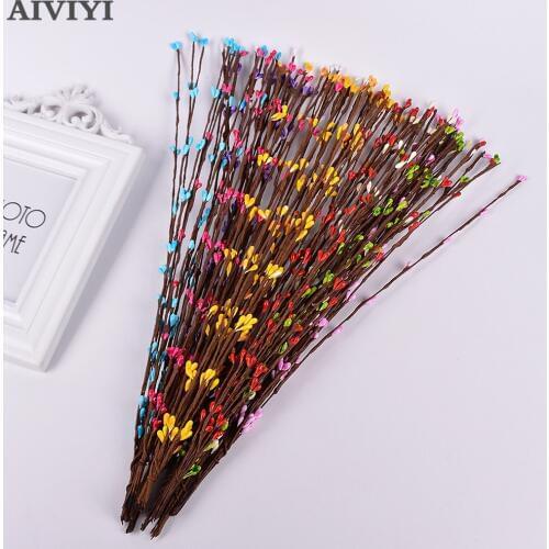 Cheap 10pcs 40cm DIY Scrapbooking Decorative Wreath Fake Bud Artificial Branches Flower Iron Wire For Wedding Decoration Flowers