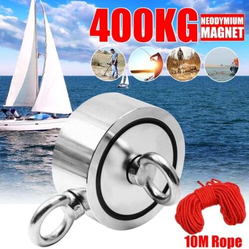 D75mm Neodymium magnet super powerful hole Double-sided salvage fishing magnet 400kg Circular Ring hook permanent holder Steel