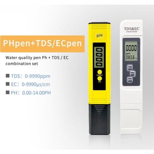 Pen Type PH Meter Portable PH Water Quality Tester Acidometer for Aquarium Acidimeter Water PH Acidity Meter 0-14PH /0-9990 PPM