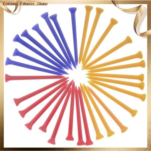 30Pcs/Pack Plastic Golf Tees Multi Color 8.3CM Durable Rubber Cushion Top Golf Tee Golf Accessories