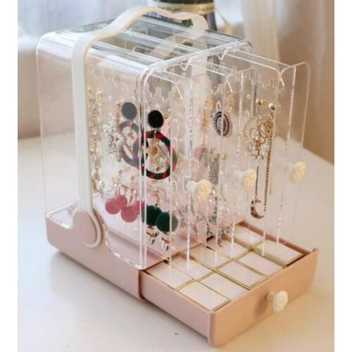Portable High-end Jewelry Box Dustproof Large-capacity Earring Jewelry Display Shelf Lipstick Necklace Tiara Finishing Box