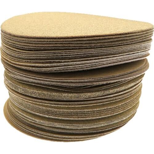 50pcs Premium Gold Sandpaper - 5" 6" Gold Hook loop PSA Self Adhesive Sanding Discs for DA Sanders 40-1000 grits