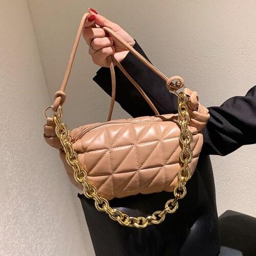 Lattice Thick Chain Armpit Bag 2021 New High-quality PU Leather Womens Designer Handbag Luxury Brand Shoulder Messenger Bag