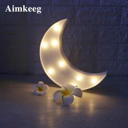 LED night light cute 3D moon-shaped lamp desk childrens room interior decoration lamp neon romantic gift creative wall hanging