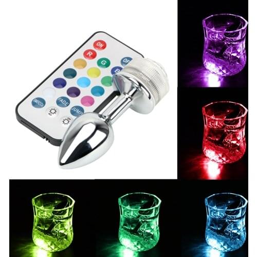 LED Light Metal Anal Plug Prostate Massager No Vibrator Stainless Steel Butt Plug Sex Toys For Couples Remote Control