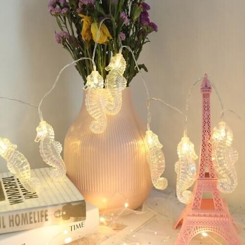 1.5M Shell Seahorse Starfish Little Fish Warm White Battery Light String Mermaid Birthday Party Decoration Light ww49