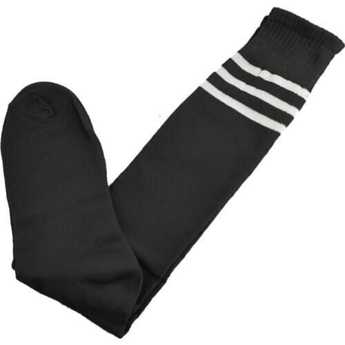 Old School White Stripe on Black Knee High Athletic Sports Tube Sock / Great for Soccer or Any Sports, Also Makes A Good Boot