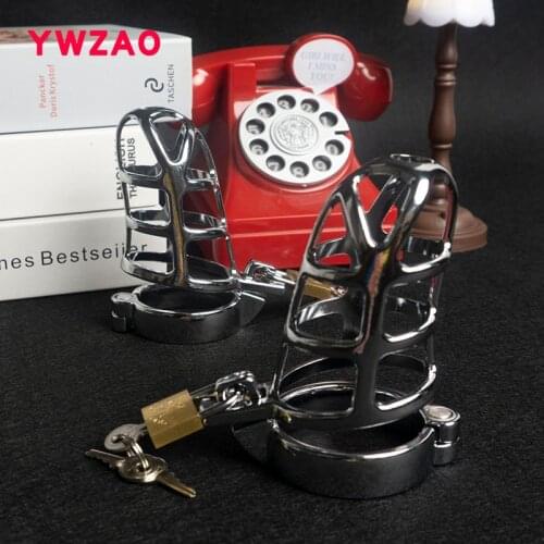 YWZAO Bird Device Cock Male Belt Metal Rings Urethral Steel Chastity Cage Penis Sex Toys For Men M03