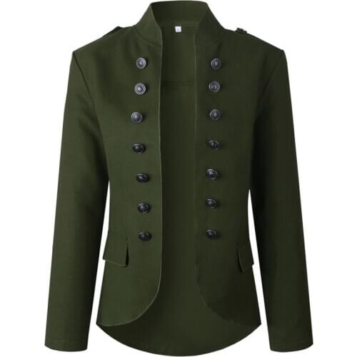 Women Lady Long Sleeve Buttons Solid Color Suit Coat for Autumn Winter Party NIN668