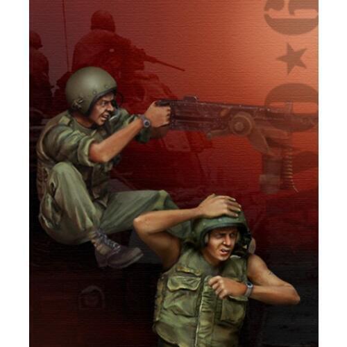 1/35 scale Vietnam War US machine gun soldier 2 people miniatures Resin Model Kit figure Free Shipping