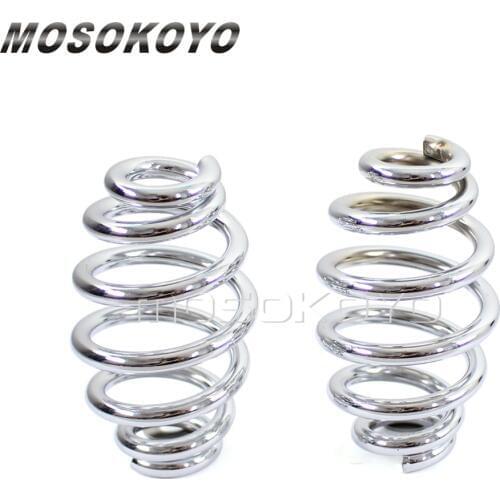 1 Pair Chrome Steel 3" Barrel Coiled Solo Seat Springs Bracket Mounting For Harley Softail Cafe Racer Bobber Chopper Custom