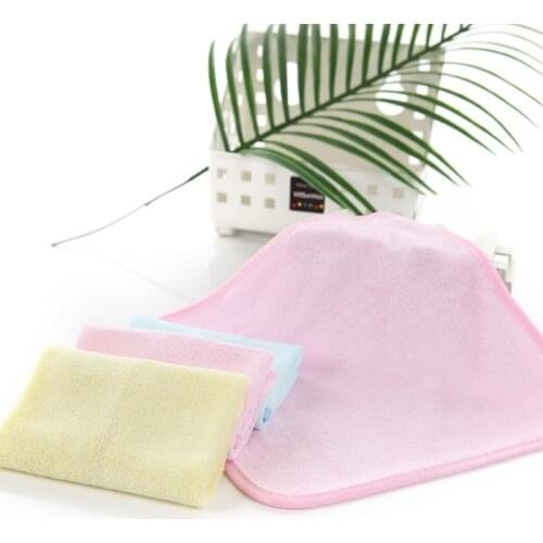 2pcs New Simple Style Plain Color Bamboo Fiber Skin-friendly Children Kids Handkerchiefs Face Hand Wash Towel FS0657