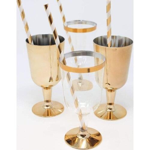 50Pcs/set Paper Drinking Straws Disposable Foil Gold Wedding Party Happy Tableware Decoration Drink Birthday Straws Supplie S1B5