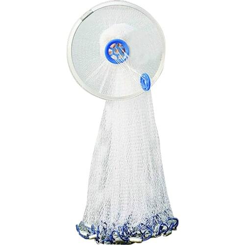 8/10/12FT Fishing Cast Net Bait Easy Throw Hand Cast Strong Nylon Trap Line Mesh