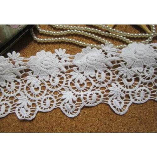 8.5cm wide (3YARDS/lot) bleached white color lace trim with high quality for gaement and dress accessories