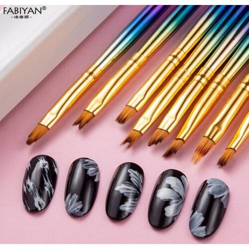 8Pcs/set Nail Art DIY Petal Flower French Brushes Smile Half Moon Shape Tools Painting Drawing Lines Gradient Pen