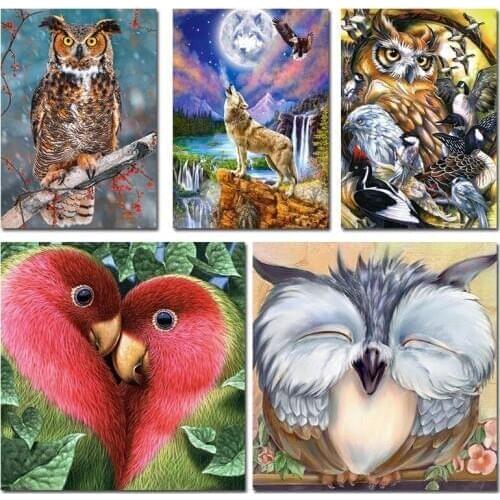 DIY Diamond Painting owl,wolf,eagles 5D Cross Stitch Mosaic Picture Of Rhinestone full round square Diamond Embroidery parrot