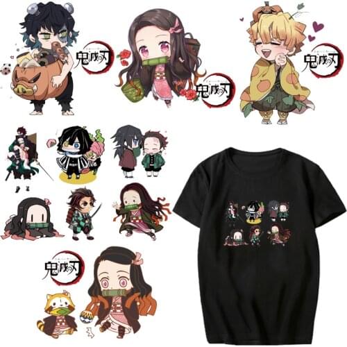 Anime Demon Slayer Patch Iron-on Transfers for Clothing DIY Applique Heat Transfer Vinyl Washable Stickers on Clothes Badges