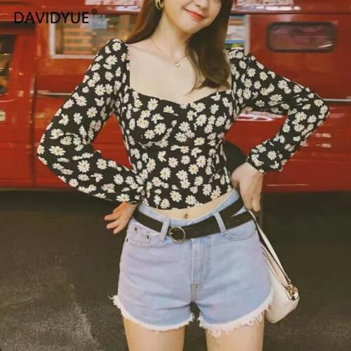 Womens tops and blouses vintage ladies tops streetwear blusas lonf sleeve crop top elegant floral chiffon blouse black 2020