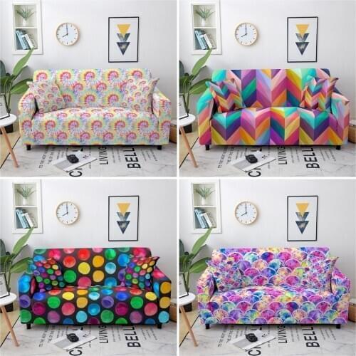 Stretch Geometric Pattern Sofa Cover Spandex Elastic Sofa Slipcovers for Living Room Loveseat Couch Cover 1/2/3/4 Seater